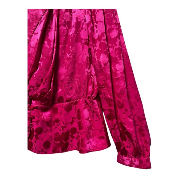 VTG 80s Argenti 100% Silk Pink Draped Blouse Top Womens Plus 18 Tailored - Picture 8 of 11